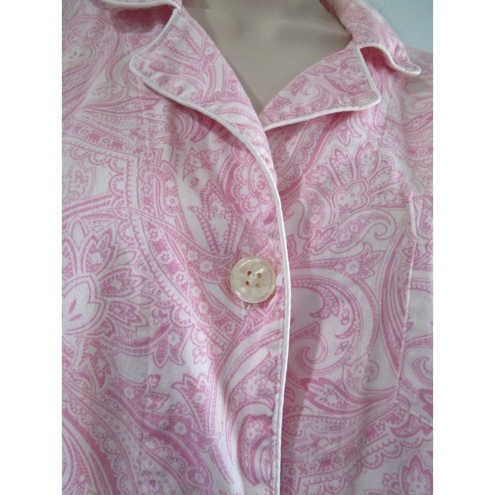 Lauren Ralph Lauren Pink Paisley Menswear Button Up Nightshirt Ladies L EUC - Picture 7 of 16